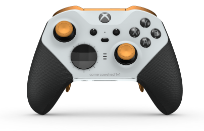 Xbox Elite Wireless Controller Series 2 – Core - Framsida: Robot White + gummerat grepp, Styrknapp: Facett, Carbon Black (Metall), Baksida: Robot White + gummerat grepp