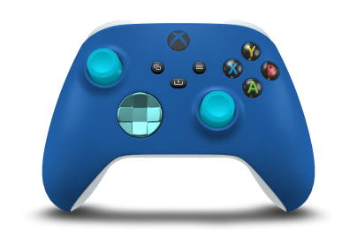 Xbox ワイヤレス コントローラー - Hoofdtekst: Shock Blue, D-Pads: Gletsjerblauw (metallic), Duimsticks: Libelleblauw