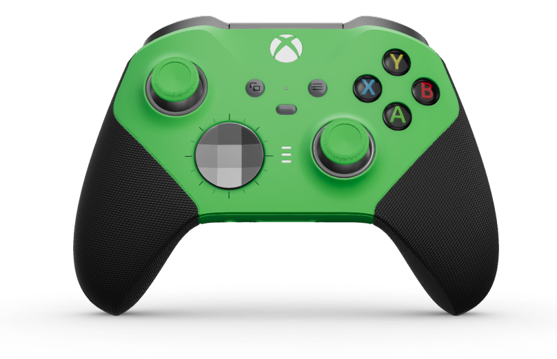Xbox Elite Wireless Controller Series 2 - Core - Behuizing voorzijde: Velocity-groen + rubberen handvatten, D-pad: Gefacetteerd, stormgrijs (metaal), Behuizing achterzijde: Velocity-groen + rubberen handvatten