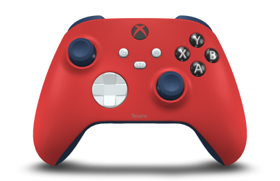 Xbox Wireless Controller - Corpo: Vermelho Forte, Botões Direcionais: Branco Robot, Manípulos Analógicos: Azul Noturno