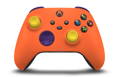 Xbox Wireless Controller - Corpo: Laranja Vibrante, Botões Direcionais: Roxo Astral, Manípulos Analógicos: Amarelo relâmpago