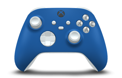 Controller with Shock Blue body, Robot White D-pad, and Robot White thumbsticks