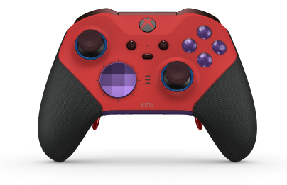 Xbox Elite Wireless Controller Series 2 - Core - Body: Pulse Red + Rubberized Grips, D-pad: Facet, Astral Purple (Metal), Back: Astral Purple + Rubberized Grips