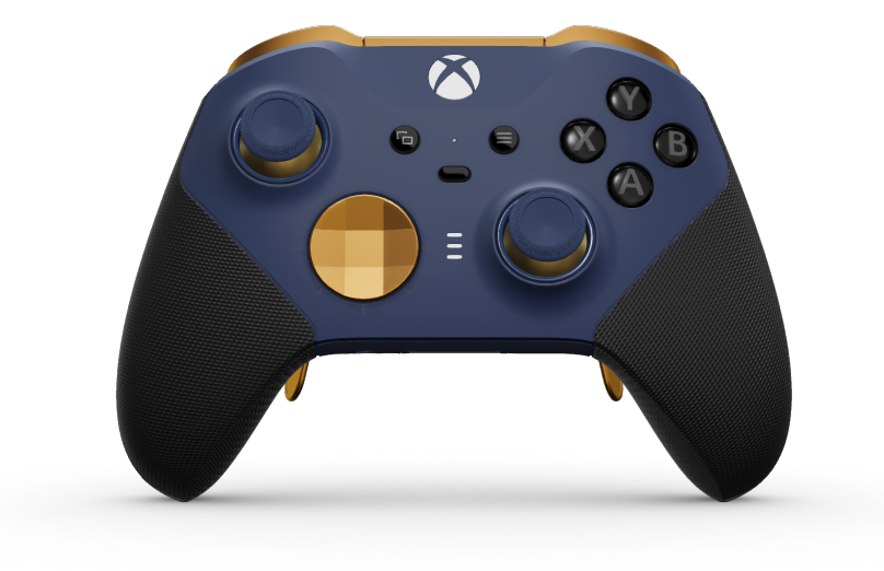Xbox Elite Wireless Controller Series 2 - Core - Behuizing voorzijde: Nachtblauw + rubberen handvatten, D-pad: Gefacetteerd, zachtoranje (metaal), Behuizing achterzijde: Nachtblauw + rubberen handvatten