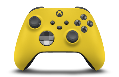 Controller with Lighting Yellow body, Storm Gray (Metallic) D-pad, and Storm Grey thumbsticks - front view