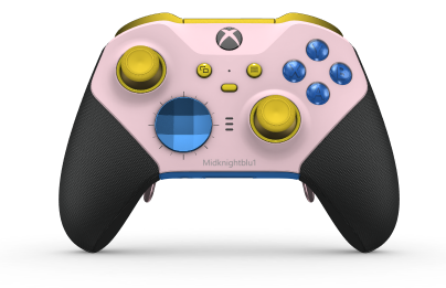 Xbox Elite Wireless Controller Series 2 - Core - Corpo: Soft Pink + Rubberized Grips, Botão Direcional: Faceta, Azul Elétrico (Metal), Traseira: Shock Blue + Rubberized Grips