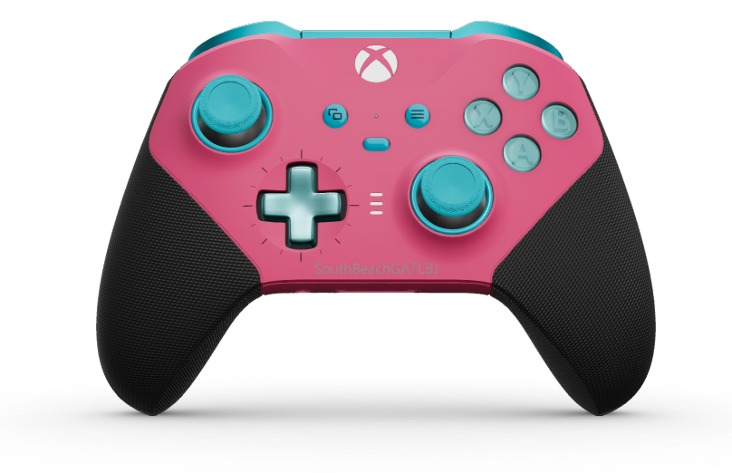 Xbox Elite Wireless Controller Series 2 - Core - 本體: 深粉紅 + 橡膠握把, 方向鍵: 十字形，冰川藍 (金屬), 背面: 深粉紅 + 橡膠握把