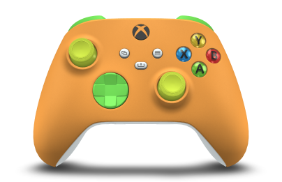 Xbox 무선 컨트롤러 - Hoveddel: Blød orange, D-blokke: Fartgrøn, Thumbsticks: Elektrisk volt