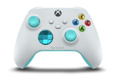Xbox Wireless Controller - Body: Robot White, D-Pads: Dragonfly Blue (Metallic), Thumbsticks: Glacier Blue