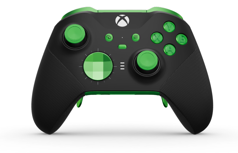 Xbox Elite Wireless Controller Series 2 - Core - Body: Carbon Black + Rubberised Grips, D-pad: Faceted, Velocity Green (Metal), Back: Velocity Green + Rubberised Grips