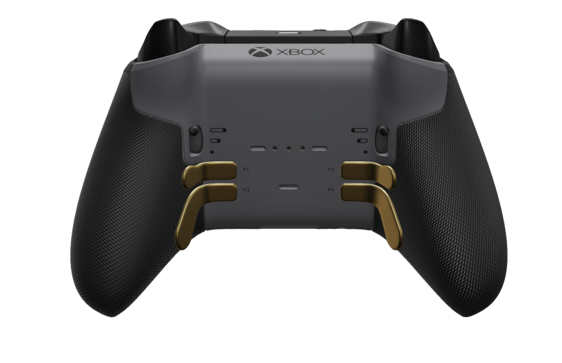 Xbox Elite Wireless Controller Series 2 - Core - Vorderseite: Storm Gray + gummierte Griffe, D-Pad: Facettiert, Hero Gold (Metall), Rückseite: Storm Gray + gummierte Griffe