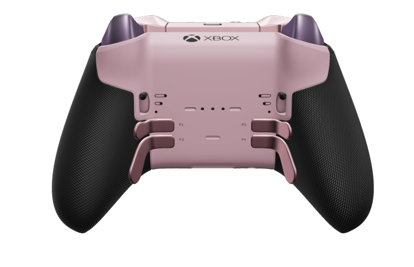 Xbox Elite 無線控制器 Series 2 - Core - Corps: Soft Pink + poignées caoutchoutées, BMD: À facettes, Soft Purple (métal), Arrière: Soft Pink + poignées caoutchoutées