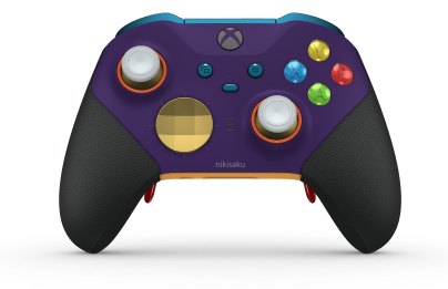 Bezprzewodowy kontroler Xbox Elite Series 2 — Core - Body: Astral Purple + Rubberised Grips, D-pad: Facet, Gold Matte (Metal), Back: Soft Orange + Rubberised Grips