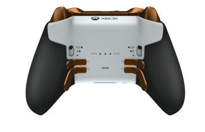 Xbox Elite Wireless Controller Series 2 – Core - Framsida: Robot White + gummerat grepp, Styrknapp: Facett, Ljusorange (Metall), Baksida: Robot White + gummerat grepp
