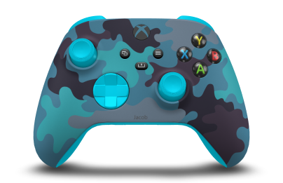 Xbox Wireless Controller - Corpo: Camuflagem mineral, Botões Direcionais: Azul Libélula, Manípulos Analógicos: Azul Libélula