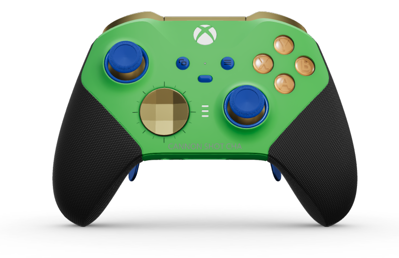 Xbox Elite Wireless Controller Series 2 - Core - 本體: 疾速綠 + 橡膠握把, 方向鍵: 多面向，英雄金 (金屬), 背面: 疾速綠 + 橡膠握把