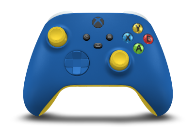 Controller with Shock Blue body, Shock Blue D-pad, and Lighting Yellow thumbsticks - front view