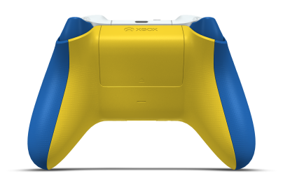 Controller with Shock Blue body, Shock Blue D-pad, and Lighting Yellow thumbsticks - back view