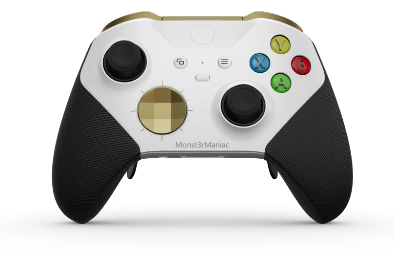 Xbox Elite Wireless Controller Series 2 - Core - Corps: Robot White + poignées caoutchoutées, BMD: À facettes, Hero Gold (métal), Arrière: Robot White + poignées caoutchoutées