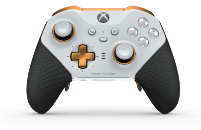 Xbox Elite Wireless Controller Series 2 – Core - Body: Robot White + Rubberized Grips, D-pad: Cross, Soft Orange (Metal), Back: Robot White + Rubberized Grips