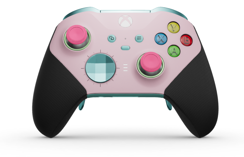 Xbox Elite Wireless Controller Series 2 - Core - Behuizing voorzijde: Zacht roze + rubberen handvatten, D-pad: Facet, Glacier Blue (Metal), Behuizing achterzijde: Gletsjerblauw + rubberen handvatten