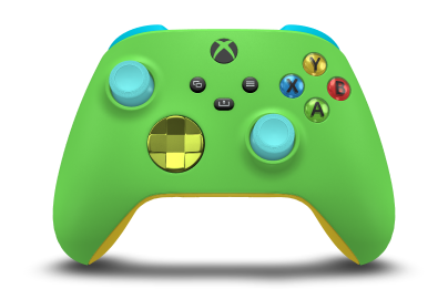 Xbox Wireless Controller - Corps: Velocity Green, BMD: Electric Volt (métallique), Joysticks: Glacier Blue