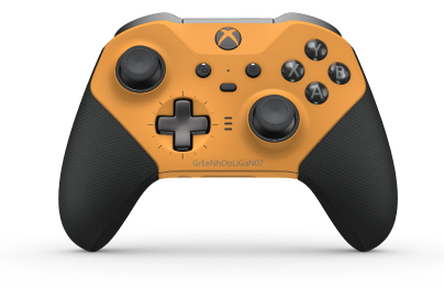 Manette sans fil Xbox Elite Series 2 - Core - Hoveddel: Soft Orange + Rubberized Grips, D-blok: Kryds, Stormgrå (metal), Bagside: Soft Orange + Rubberized Grips