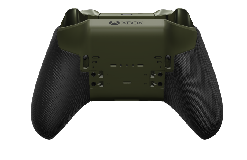 Xbox Elite Wireless Controller Series 2 - Core - 몸체: 녹터널 그린 + 고무 코팅 그립, 방향 패드: 크로스, 소프트 오렌지(금속), 뒤로: 녹터널 그린 + 고무 코팅 그립