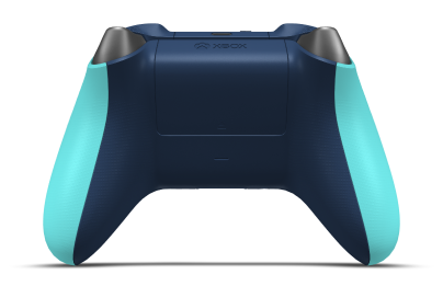 Controller with Glacier Blue body, Bright Silver (Metallic) D-pad, and Midnight Blue thumbsticks - back view