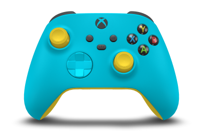 Xbox Wireless Controller - Text: Libellenblau, Steuerkreuze: Libellenblau, Analogsticks: Leuchtendes Gelb