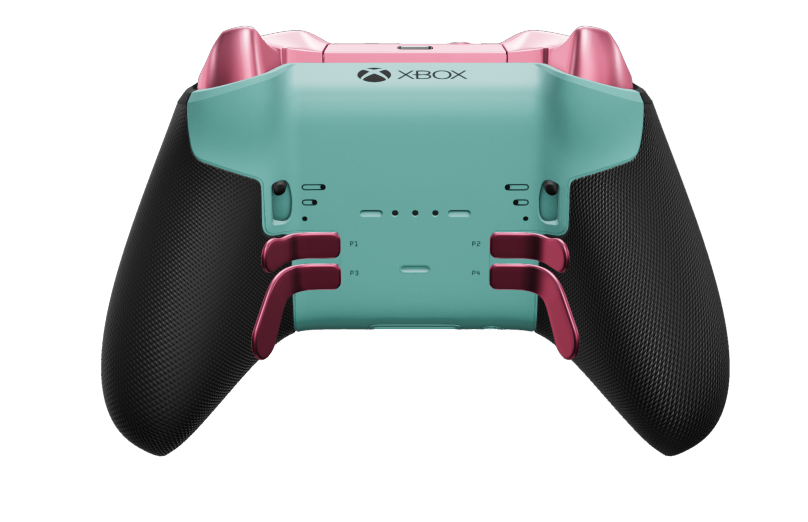 Bezprzewodowy kontroler Xbox Elite Series 2 — Core - Body: Glacier Blue + Rubberised Grips, D-pad: Facet, Deep Pink (Metal), Back: Glacier Blue + Rubberised Grips