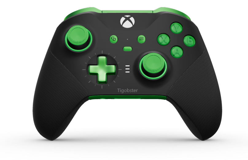 Xbox Elite Wireless Controller Series 2 - Core - Hoveddel: Kulsort + gummigreb, D-blok: Kryds, Fartgrøn (metal), Bagside: Fartgrøn + gummigreb
