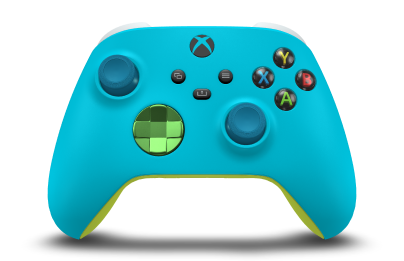 Xbox Wireless Controller - Corpo: Azul Libélula, Botões Direcionais: Verde Veloz (Metálico), Manípulos Analógicos: Azul Mineral