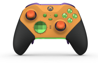 Xbox Elite Wireless Controller Series 2 - Core - Body: Soft Orange + Rubberized Grips, D-pad: Facet, Velocity Green (Metal), Back: Velocity Green + Rubberized Grips