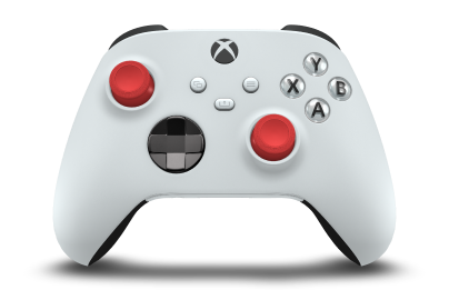 Xbox ワイヤレス コントローラー - Body: Robot White, D-Pads: Carbon Black (Metallic), Thumbsticks: Pulse Red