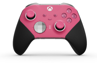 Xbox Elite Wireless Controller Series 2 - Core - Hus: Dyp rosa + gummierte grep, D-pad: Overflate, Lyst sølv (matall), Tilbake: Myk rosa + gummierte grep