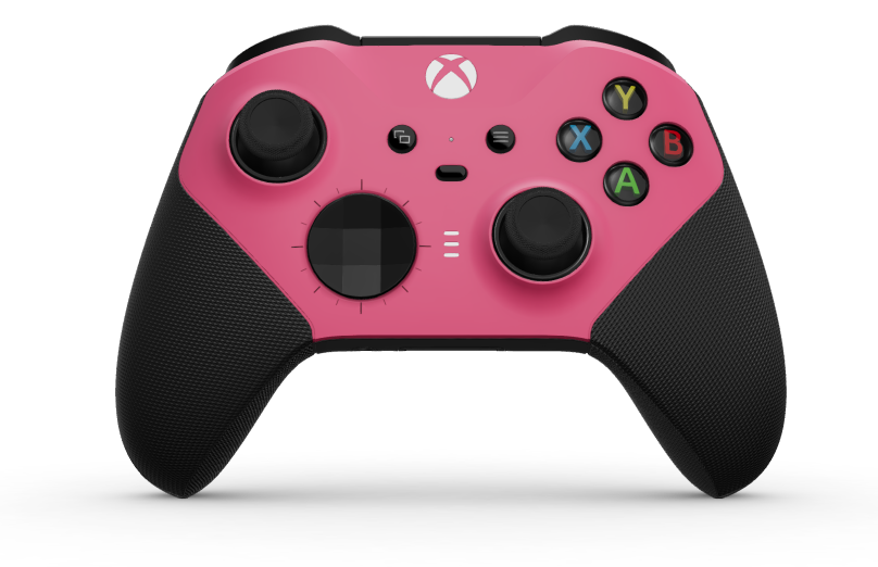 Xbox Elite Wireless Controller Series 2 - Core - Text: Deep Pink + gummierte Griffe, D-Pad: Facettiert, Carbon Black (Metall), Zurück: Carbon Black + gummierte Griffe