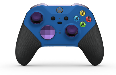 Xbox Elite Wireless Controller Series 2 – Core - Body: Shock Blue + Rubberized Grips, D-pad: Facet, Astral Purple (Metal), Back: Shock Blue + Rubberized Grips