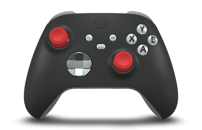 Xbox Wireless Controller - Corps: Carbon Black, BMD: Ash Gray (métallique), Joysticks: Pulse Red