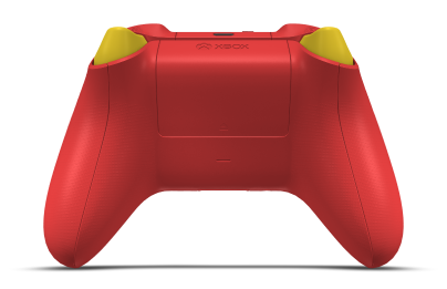Controller with Pulse Red body, Lighting Yellow D-pad, and Lighting Yellow thumbsticks - back view