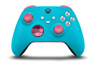 Manette sans fil Xbox - Hoveddel: Guldsmedeblå, D-blokke: Dyb pink (metallisk), Thumbsticks: Dyb pink