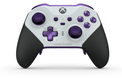Xbox Elite Wireless Controller Series 2 - Core - Corpo: Branco Robot + Pegas em Borracha, Botão Direcional: Cruz, Roxo Astral (Metal), Traseira: Roxo Astral + Pegas em Borracha