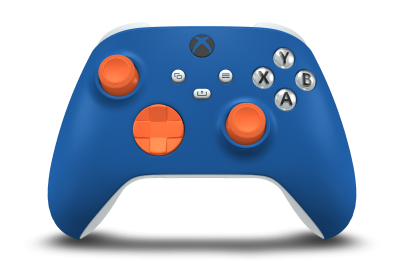 Xbox Wireless Controller - Hoofdtekst: Shock Blue, D-Pads: Zest-oranje, Duimsticks: Zest-oranje