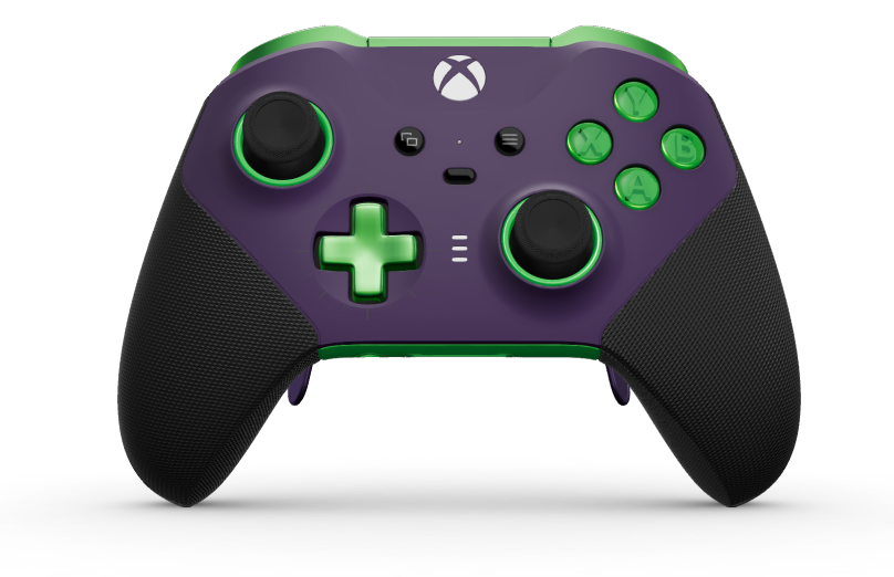 Xbox Elite Wireless Controller Series 2 - Core - Body: Astral Purple + Rubberized Grips, D-pad: Cross, Velocity Green (Metal), Back: Velocity Green + Rubberized Grips