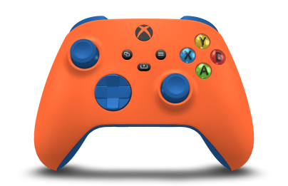 Manette sans fil Xbox - Tělo: Energická oranžová, Řídicí kříže: Elektrizující modrá, Palcové ovladače: Elektrizující modrá