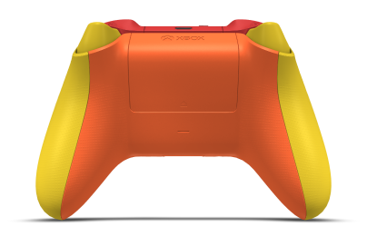 Controller with Lighting Yellow body, Zest Orange D-pad, and Pulse Red thumbsticks - back view