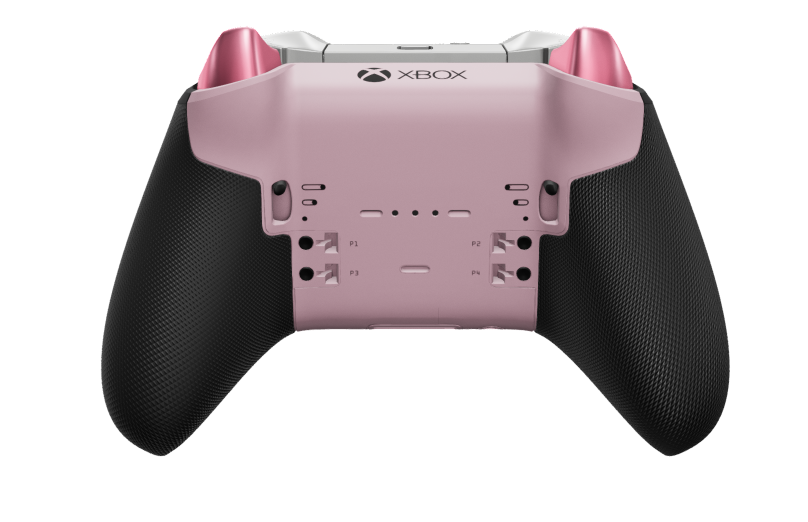 Xbox Elite Wireless Controller Series 2 - Core - Body: Carbon Black + Rubberized Grips, D-pad: Cross, Bright Silver (Metal), Back: Soft Pink + Rubberized Grips
