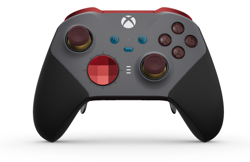 Xbox Elite Wireless Controller Series 2 - Core - Body: Storm Gray + Rubberized Grips, D-pad: Faceted, Pulse Red (Metal), Back: Garnet Red + Rubberized Grips