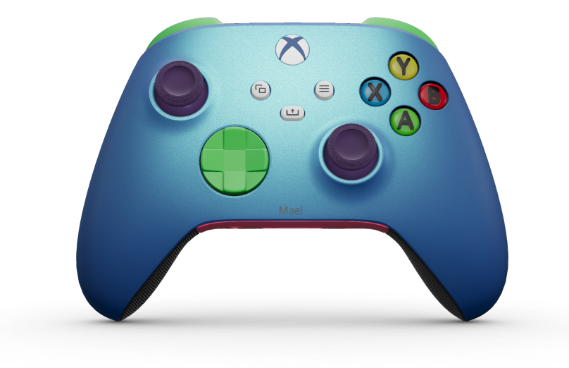 Manette sans fil Xbox - Body: Aqua Shift, D-Pads: Velocity Green, Thumbsticks: Astral Purple