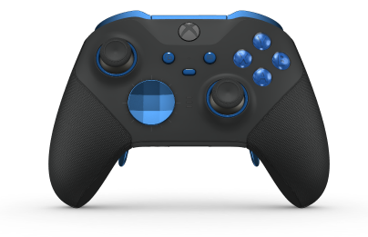 Xbox Elite Wireless Controller Series 2 - Core - Corpo: Carbon Black + Rubberized Grips, Botão Direcional: Faceta, Azul Elétrico (Metal), Traseira: Carbon Black + Rubberized Grips